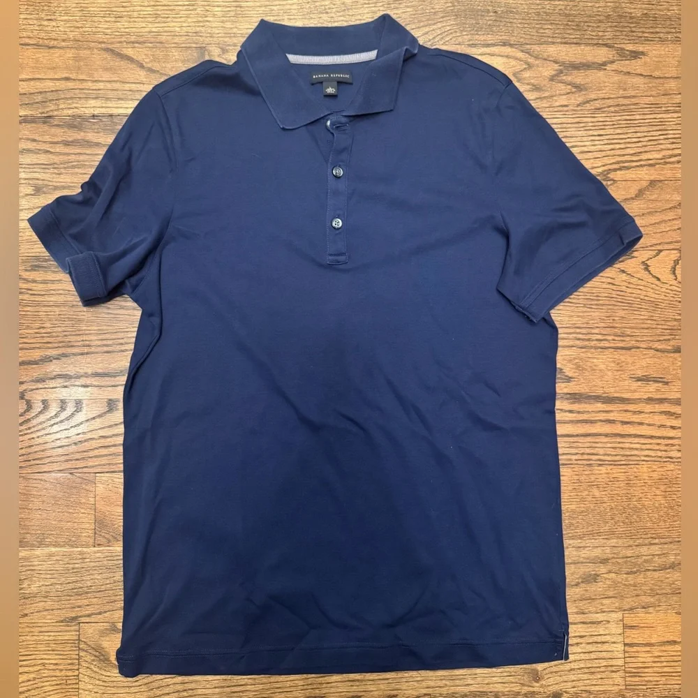 Banana Republic Men’s Classic Black and Blue Polo Shirts, Size Large